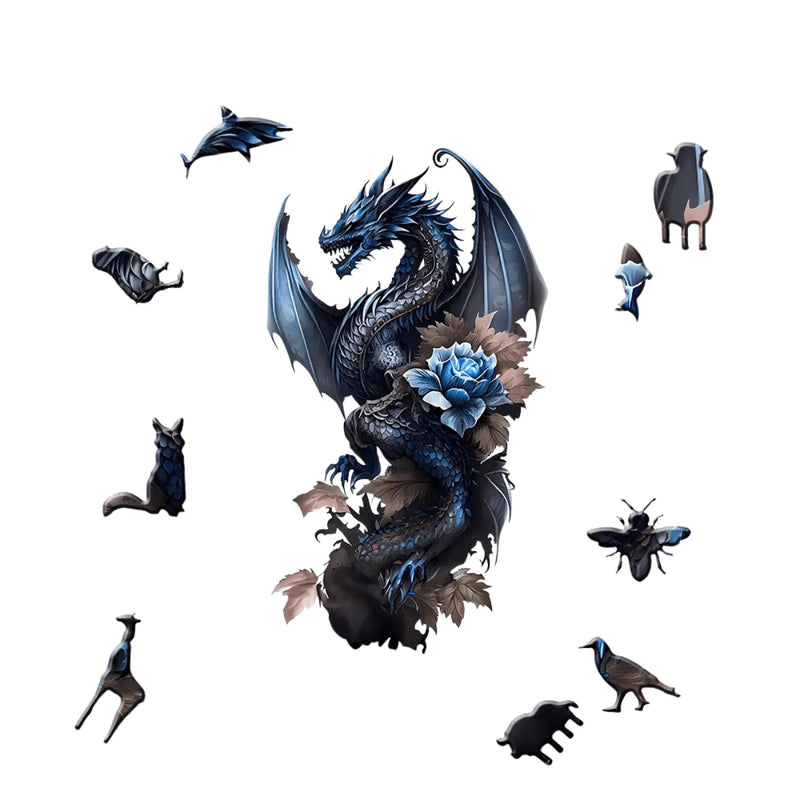 Quebra-Cabeça de Madeira Inova WOOD PUZZLE - Dragão Celestial | Diversão com Diversos Benefícios para Crianças e Idosos