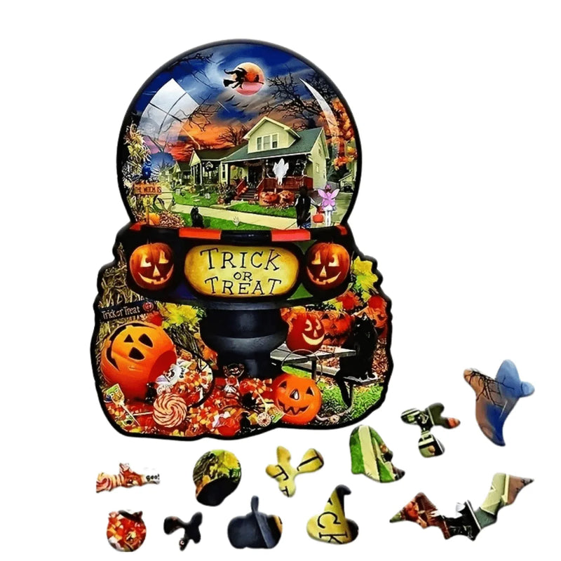 Quebra-Cabeça de Madeira Inova WOOD PUZZLE - Dia das Bruxas | Diversão com Diversos Benefícios para Crianças e Idosos