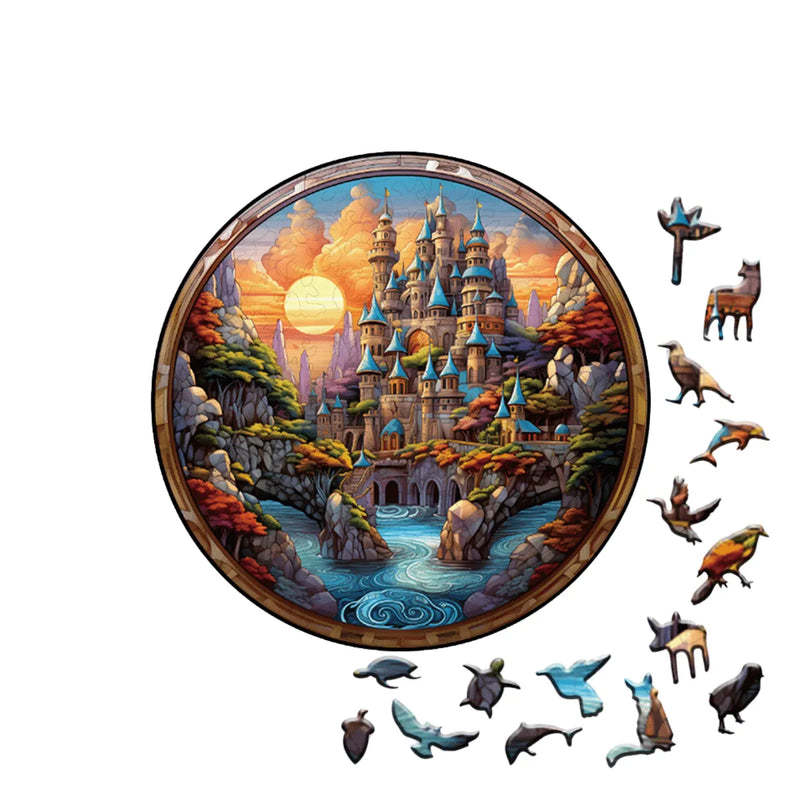 Quebra-Cabeça de Madeira Inova WOOD PUZZLE - Castelo Montanhoso | Diversão com Diversos Benefícios para Crianças e Idosos