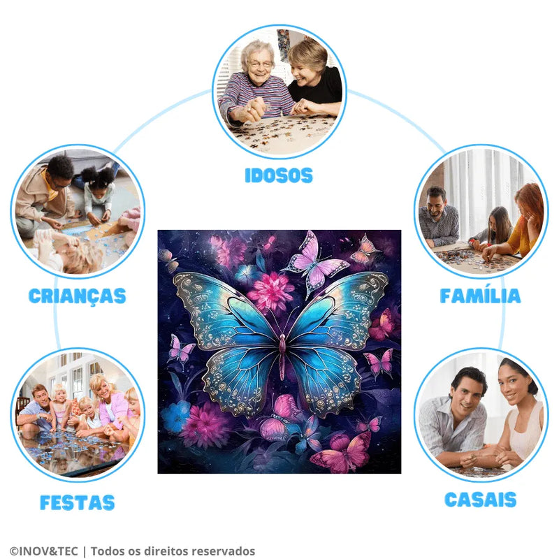 Quebra-Cabeça De Madeira Inova WOOD PUZZLE - Borboleta Rainha | Diversão Com Diversos Benefícios