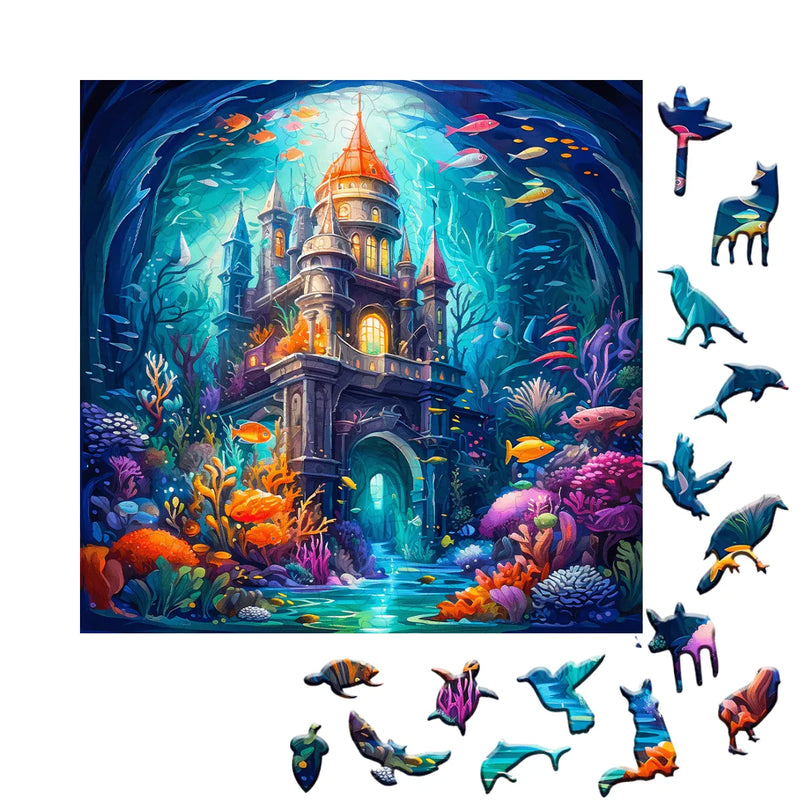 Quebra-Cabeça de Madeira Inova WOOD PUZZLE - Castelo Aquático | Diversão com Diversos Benefícios para Crianças e Idosos