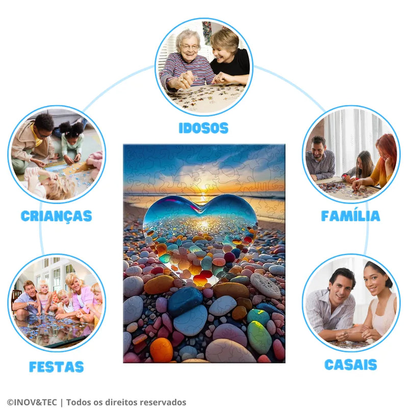 Quebra-Cabeça De Madeira Inova WOOD PUZZLE - Coração do Mar | Diversão Com Diversos Benefícios Para Crianças e Idosos