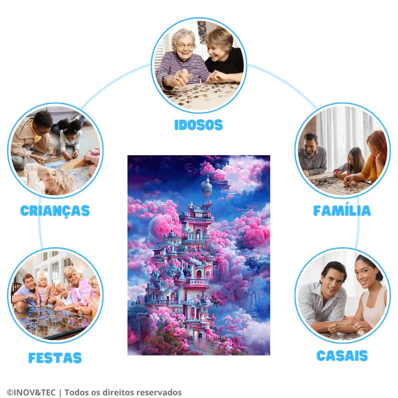 Quebra-Cabeça De Madeira Inova WOOD PUZZLE - Reino Florido | Diversão Com Diversos Benefícios Para Crianças e Idosos