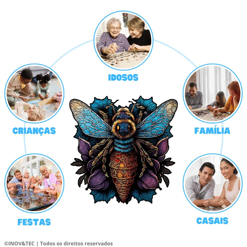 Quebra-Cabeça De Madeira Inova WOOD PUZZLE - Abelha Rainha | Diversão Com Diversos Benefícios Para Crianças e Idosos