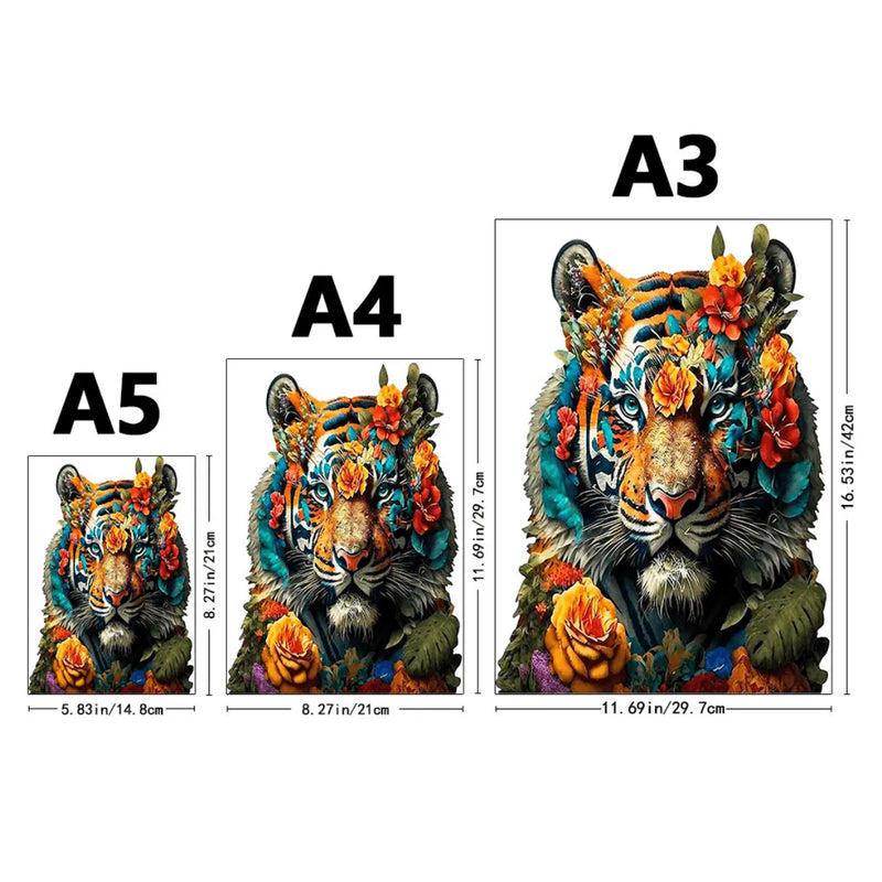 Quebra-Cabeça de Madeira Inova WOOD PUZZLE - Tigre Aquarela | Diversão com Diversos Benefícios