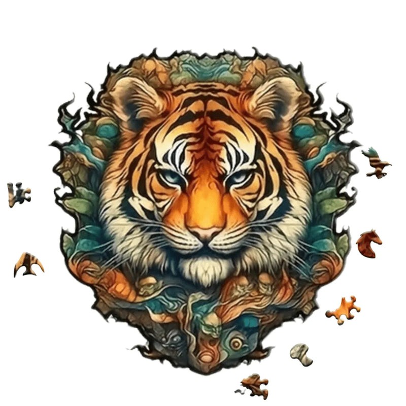 Quebra-Cabeça de Madeira Inova WOOD PUZZLE - Tigre da Floresta | Diversão com Diversos Benefícios para Crianças e Idosos