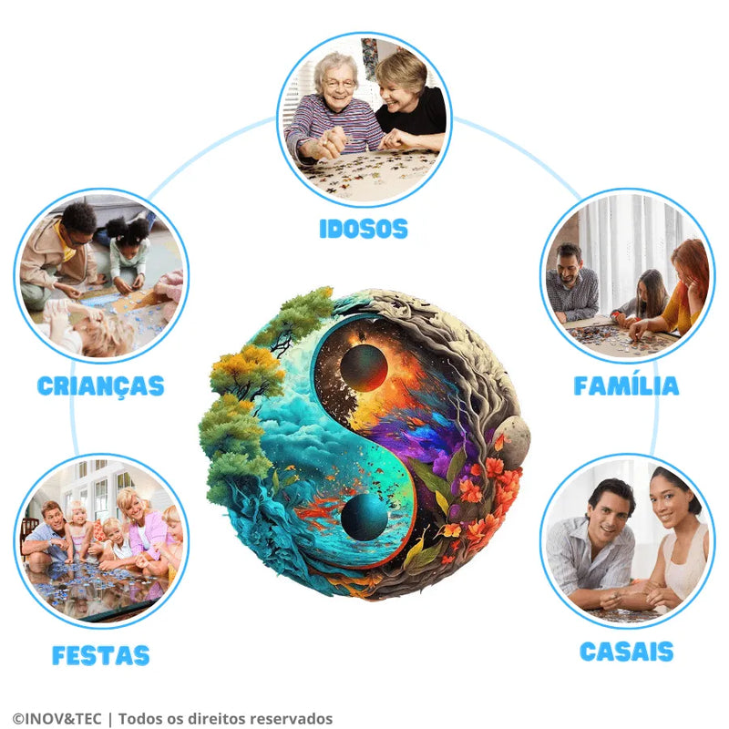 Quebra-Cabeça De Madeira Inova WOOD PUZZLE - Yin-Yang do Universo | Diversão Com Diversos Benefícios