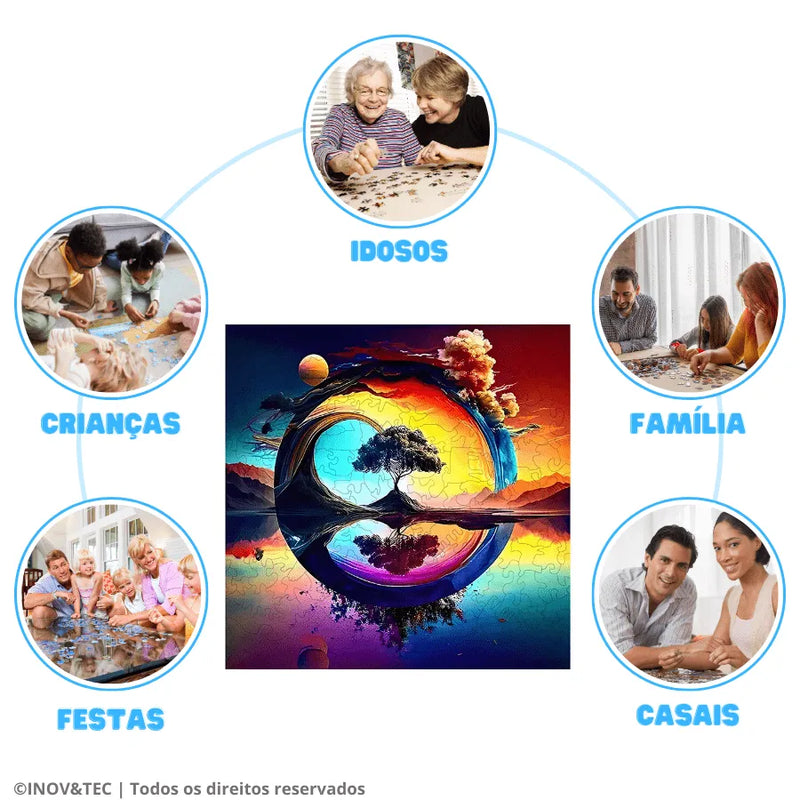 Quebra-Cabeça De Madeira Inova WOOD PUZZLE - Árvore do Lago | Diversão Com Diversos Benefícios