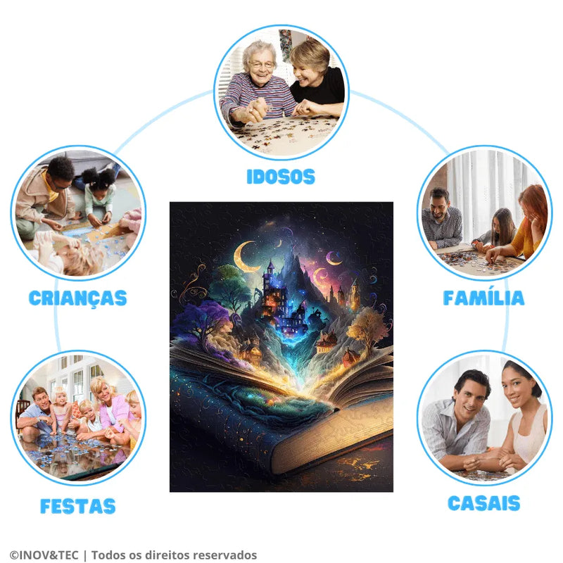 Quebra-Cabeça De Madeira Inova WOOD PUZZLE - Castelo Encantado | Diversão Com Diversos Benefícios Para Crianças e Idosos