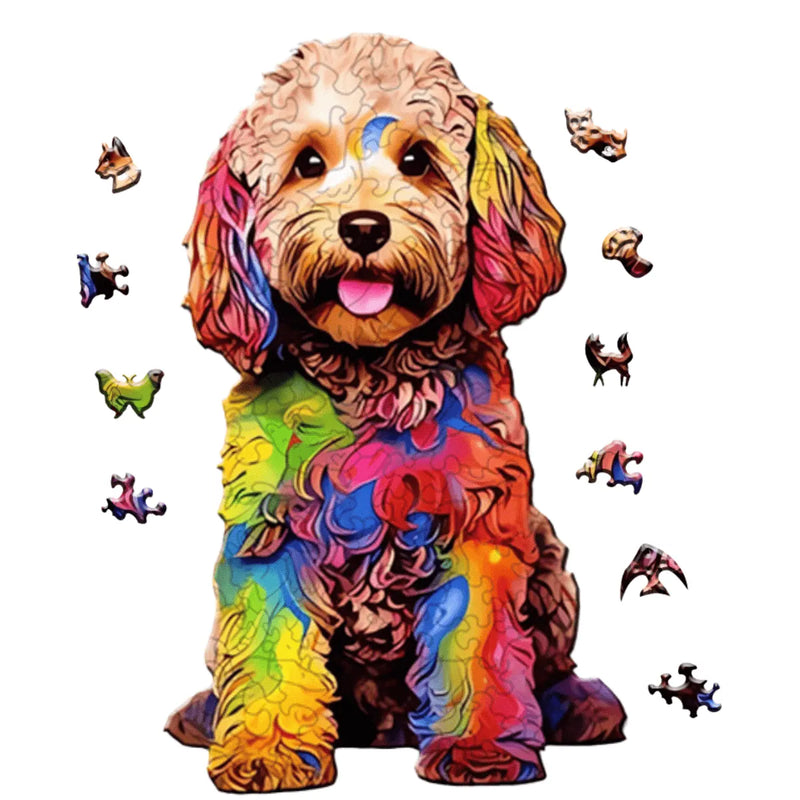 Quebra-Cabeça de Madeira Inova WOOD PUZZLE - Cachorro Aquarela | Diversão com Diversos Benefícios para Crianças e Idosos