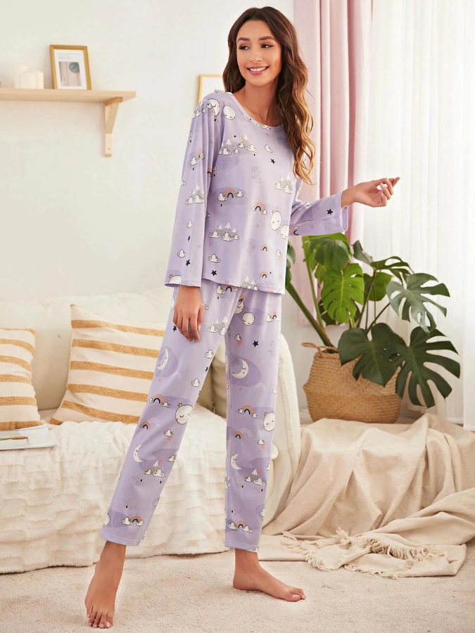 Pijama Feminino Tender Touch - Conjunto Com Calça e Camisa Longa em Tecido LooseFit | Macio, Confortável e Quentinho