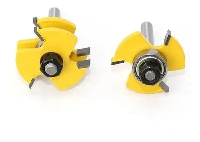 kit 2x Fresas Macho Fêmea para Tupia Manual Haste 8mm com 45mm Diâmetro
