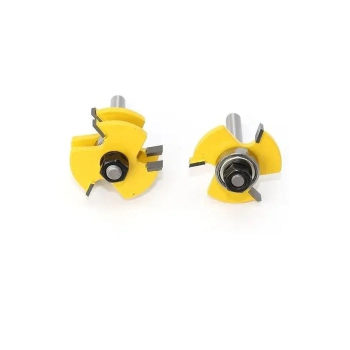 kit 2x Fresas Macho Fêmea para Tupia Manual Haste 8mm com 45mm Diâmetro