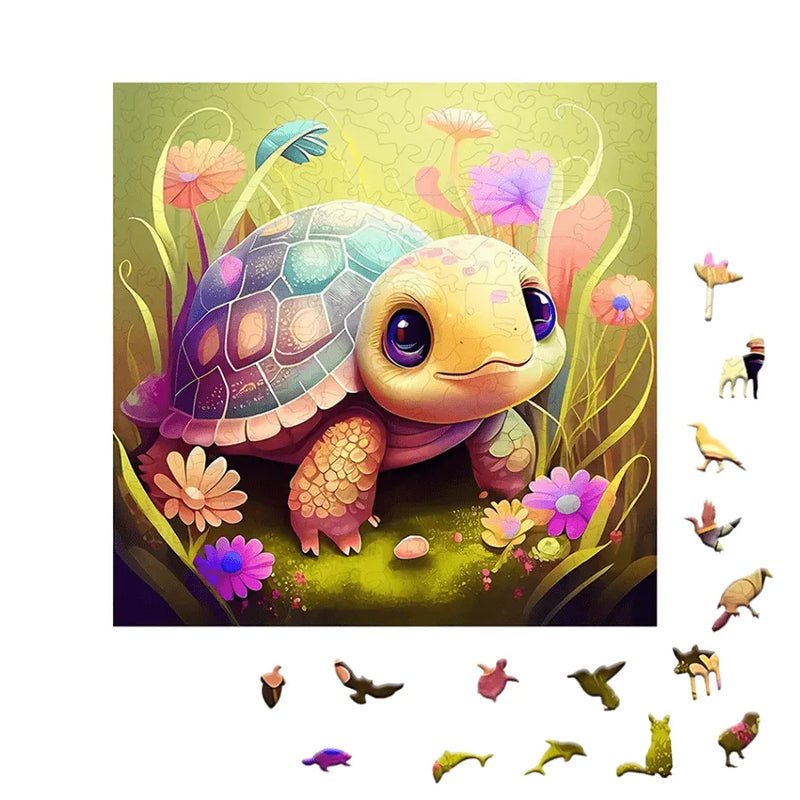 Quebra-Cabeça De Madeira Inova WOOD PUZZLE - Tartaruga Fofa | Diversão Com Diversos Benefícios Para Crianças e Idosos