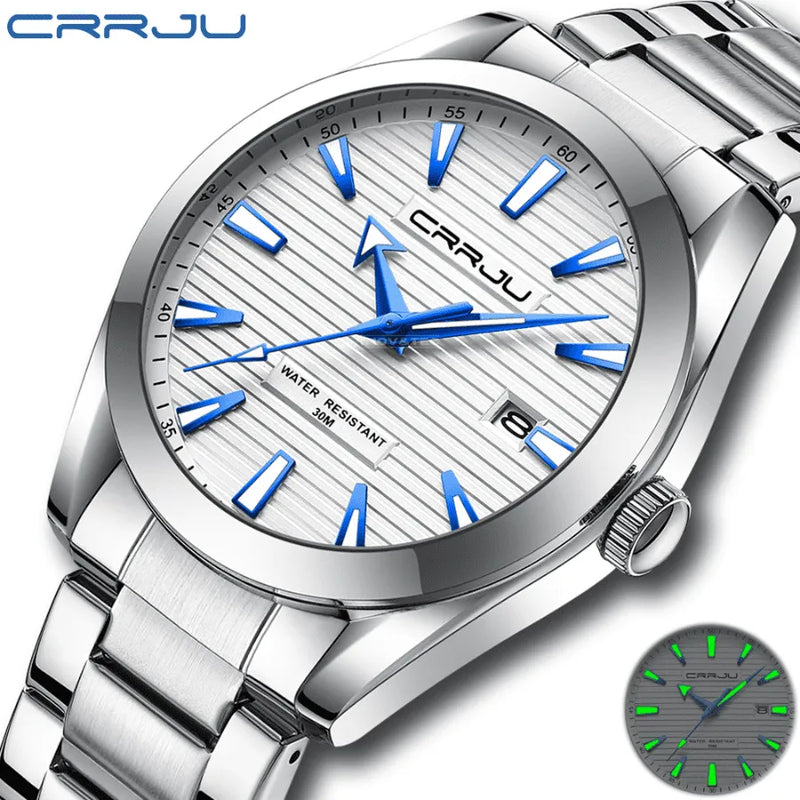 Relógio Masculino CRRJU "Deep Sea" Em Aço Inoxidável, Com movimento de Quartzo e Resistente a Água 30M