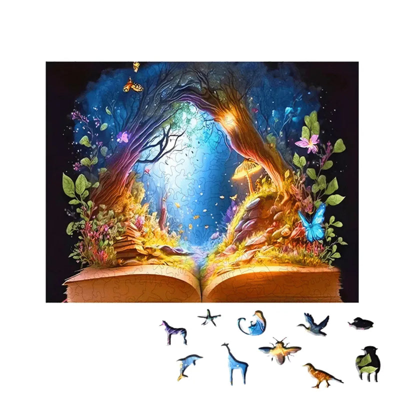 Quebra-Cabeça De Madeira Inova WOOD PUZZLE - Livro Encantado | Diversão Com Diversos Benefícios