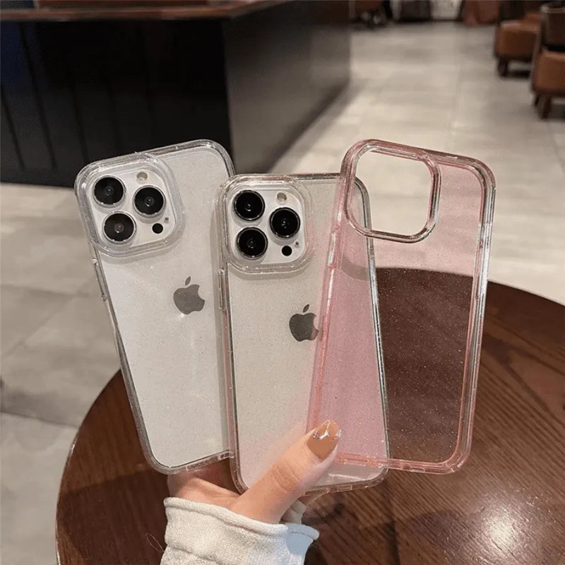 Capinha de Celular Traslúcida Brilhante Anti-Impacto para Iphone Glow Shine Glitter