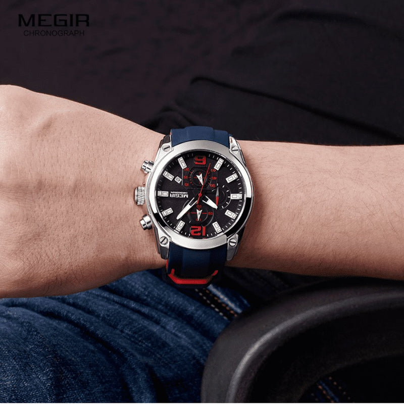 Relógio Masculino MEGIR CRONOGRAPH HERO 4 - Movimento de Quartzo, Cronógrafo Funcional, Resistente à Água 30m