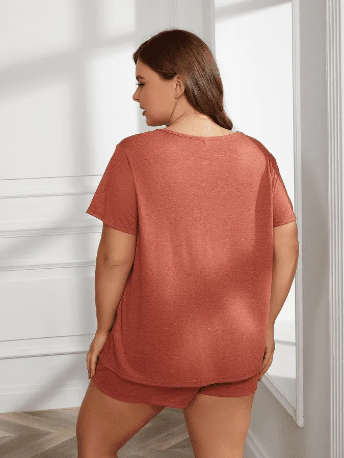 Pijama Feminino Plus Size ConfortSleep - Conjunto BabyDoll e Shorts Fresquinho LooseFit | Tecido Super Macio e Confortável