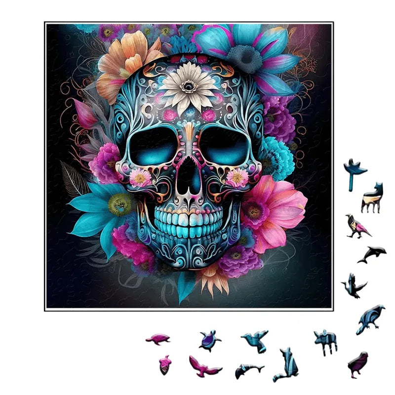 Quebra-Cabeça De Madeira Inova WOOD PUZZLE - Caveira Mexicana | Diversão Com Diversos Benefícios Para Crianças e Idosos