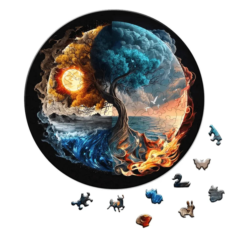 Quebra-Cabeça De Madeira Inova WOOD PUZZLE - Árvore da Vida | Diversão Com Diversos Benefícios Para Crianças e Idosos