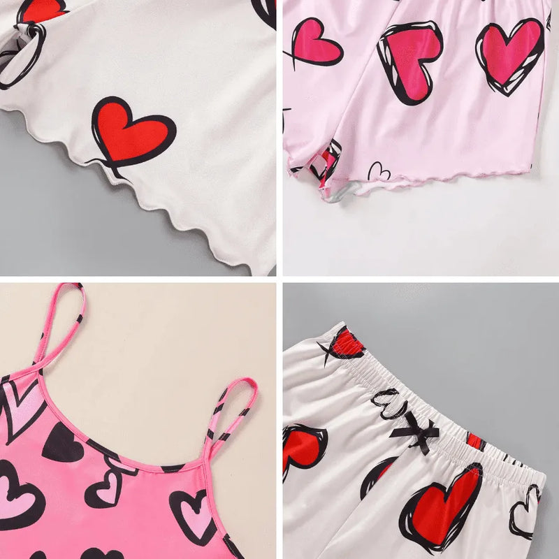 Pijama Feminino LoveArt - Conjunto Top Cropped e Shorts Fresquinho LooseFit | Tecido Super Macio e Confortável