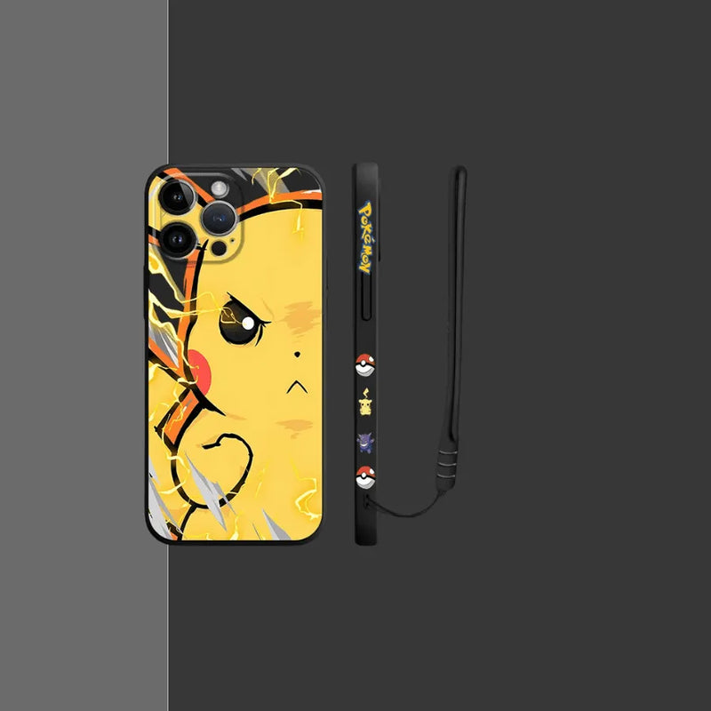 Capinha Iphone Pokémon Pikachu e Gengar - Case de Alta Proteção e Com Cordão de Brinde
