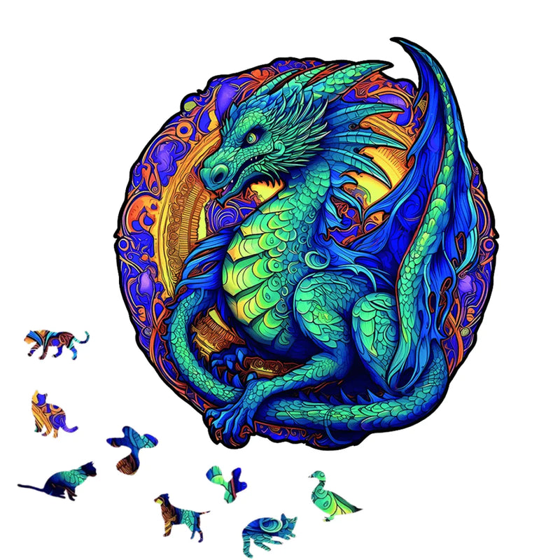 Quebra-Cabeça de Madeira Inova WOOD PUZZLE - Dragão Espectral | Diversão com Diversos Benefícios para Crianças e Idosos