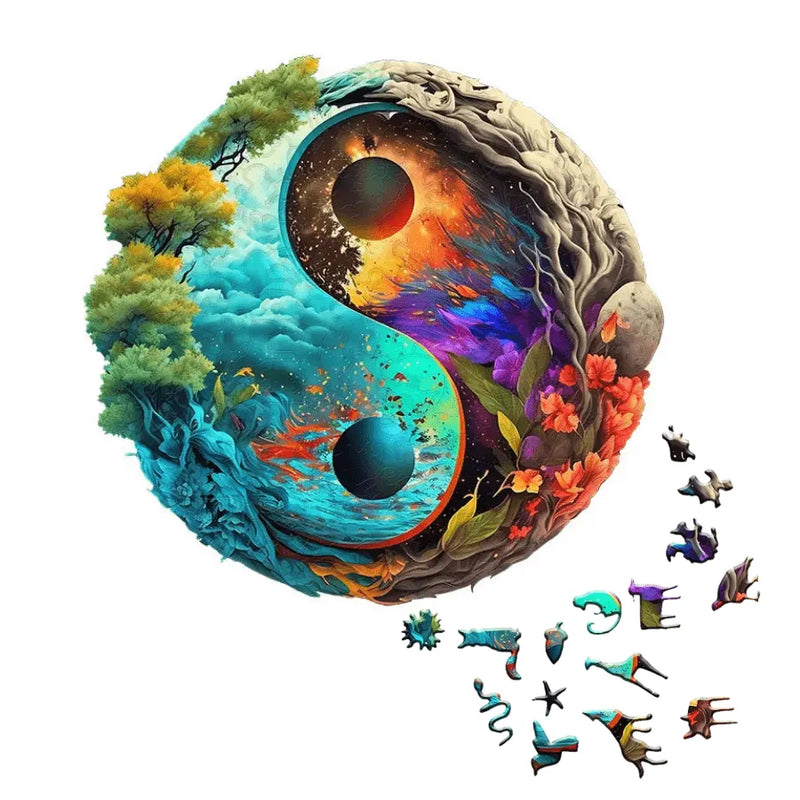 Quebra-Cabeça De Madeira Inova WOOD PUZZLE - Yin-Yang do Universo | Diversão Com Diversos Benefícios