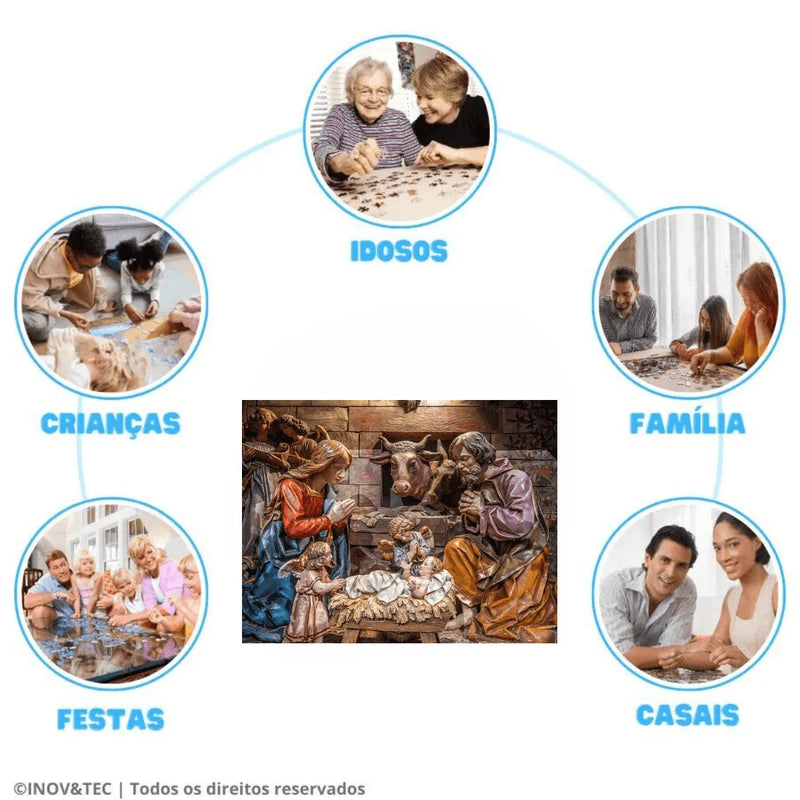 Quebra-Cabeça de Madeira Inova WOOD PUZZLE - Presépio | Diversão com Diversos Benefícios para Crianças e Idosos