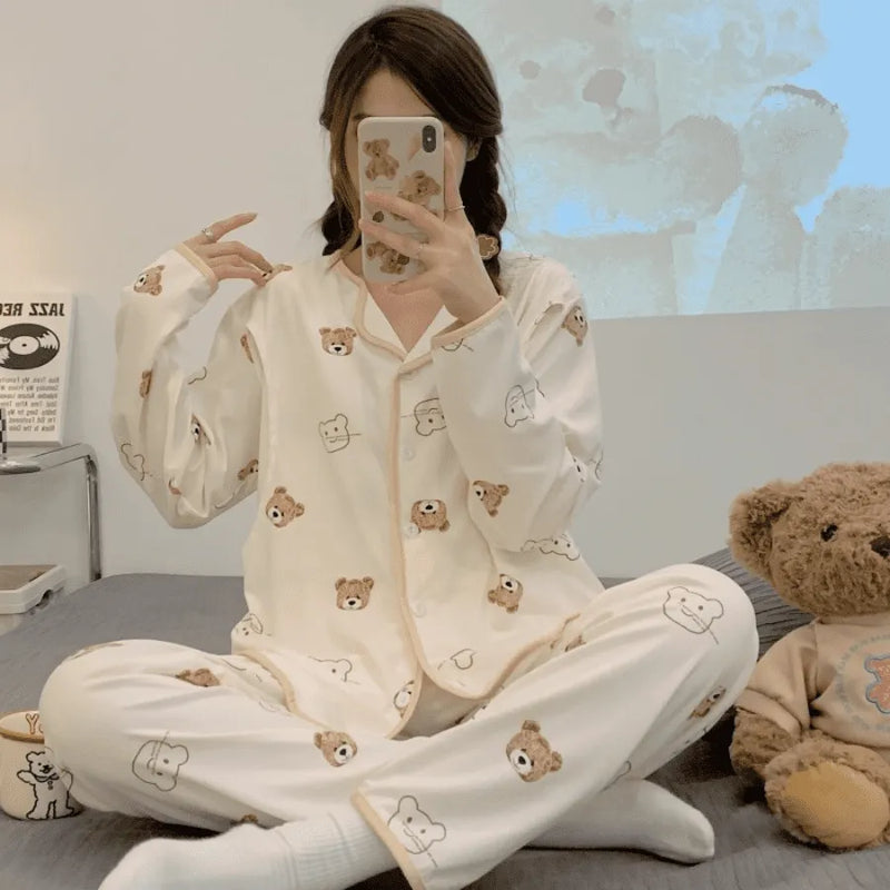 Pijama Feminino Baby Conjunto Calça e Camisa Longa Em Algodão Elástico | Conforto e Aconchego