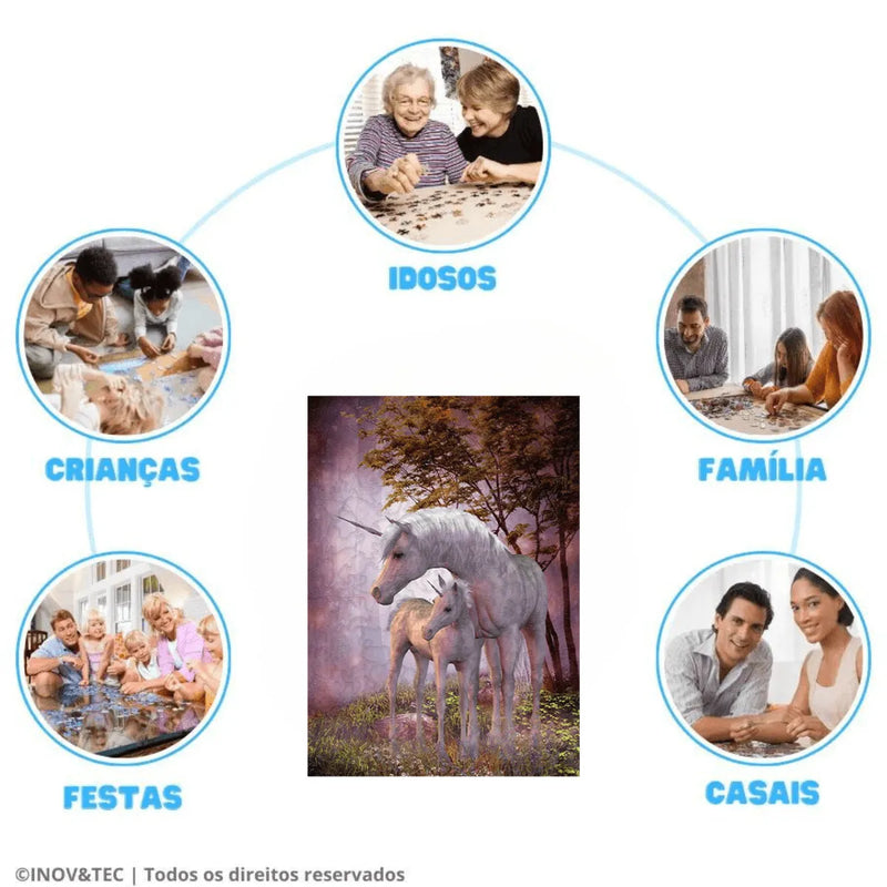 Quebra-Cabeça de Madeira Inova WOOD PUZZLE - Pôneis Encantados | Diversão com Diversos Benefícios para Crianças e Idosos
