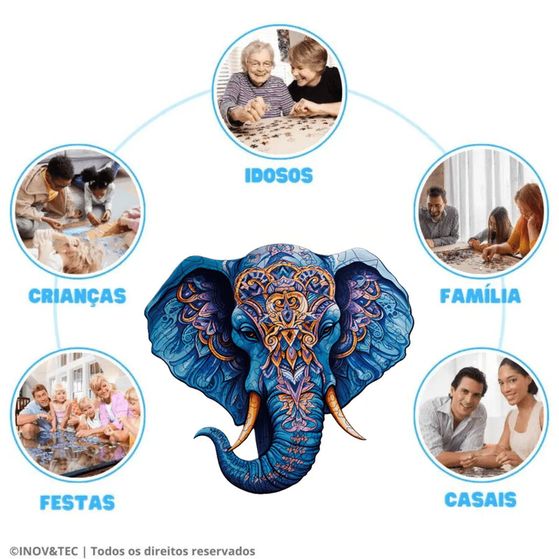 Quebra-Cabeça de Madeira Inova WOOD PUZZLE - Tromba Azul | Diversão com Diversos Benefícios para Crianças e Idosos