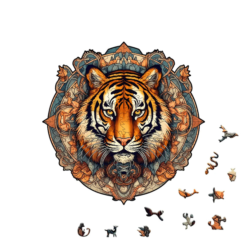 Quebra-Cabeça de Madeira Inova WOOD PUZZLE - Tigre Abstrato | Diversão com Diversos Benefícios