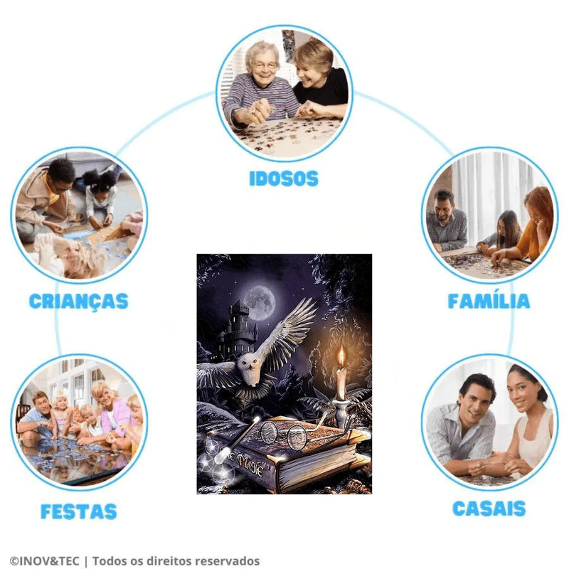 Quebra-Cabeça de Madeira Inova WOOD PUZZLE - Coruja Mágica | Diversão com Diversos Benefícios para Crianças e Idosos