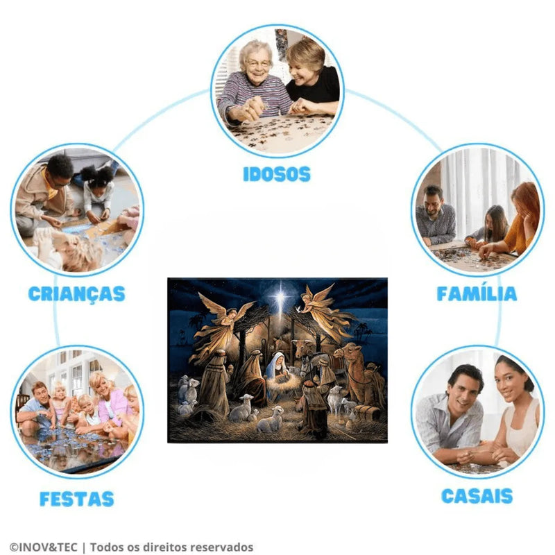 Quebra-Cabeça de Madeira Inova WOOD PUZZLE - Nascimento de Jesus | Diversão com Diversos Benefícios para Crianças e Idosos