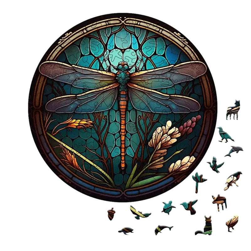 Quebra-Cabeça De Madeira Inova WOOD PUZZLE - Libélula Mandala | Diversão Com Diversos Benefícios Para Crianças e Idosos