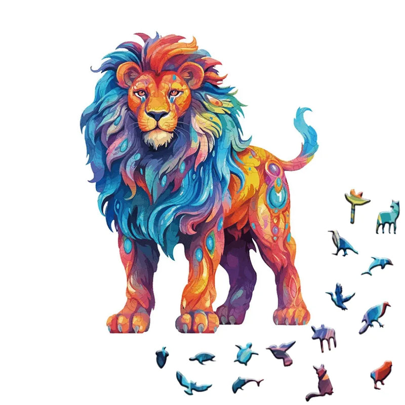 Quebra-Cabeça De Madeira Inova WOOD PUZZLE - Rei Da Selva | Diversão Com Diversos Benefícios