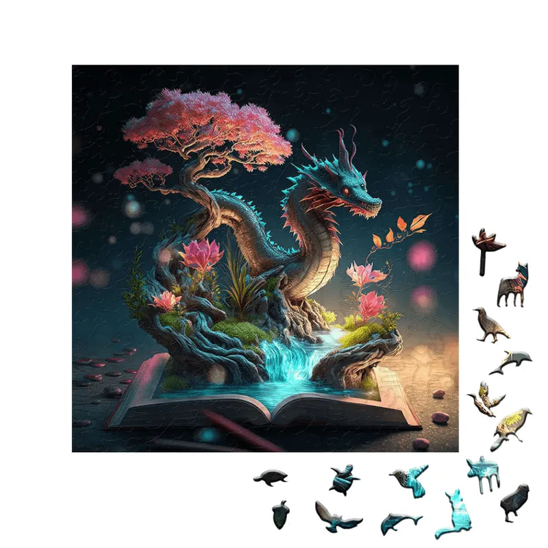 Quebra-Cabeça De Madeira Inova WOOD PUZZLE - Dragão Encantado | Diversão Com Diversos Benefícios
