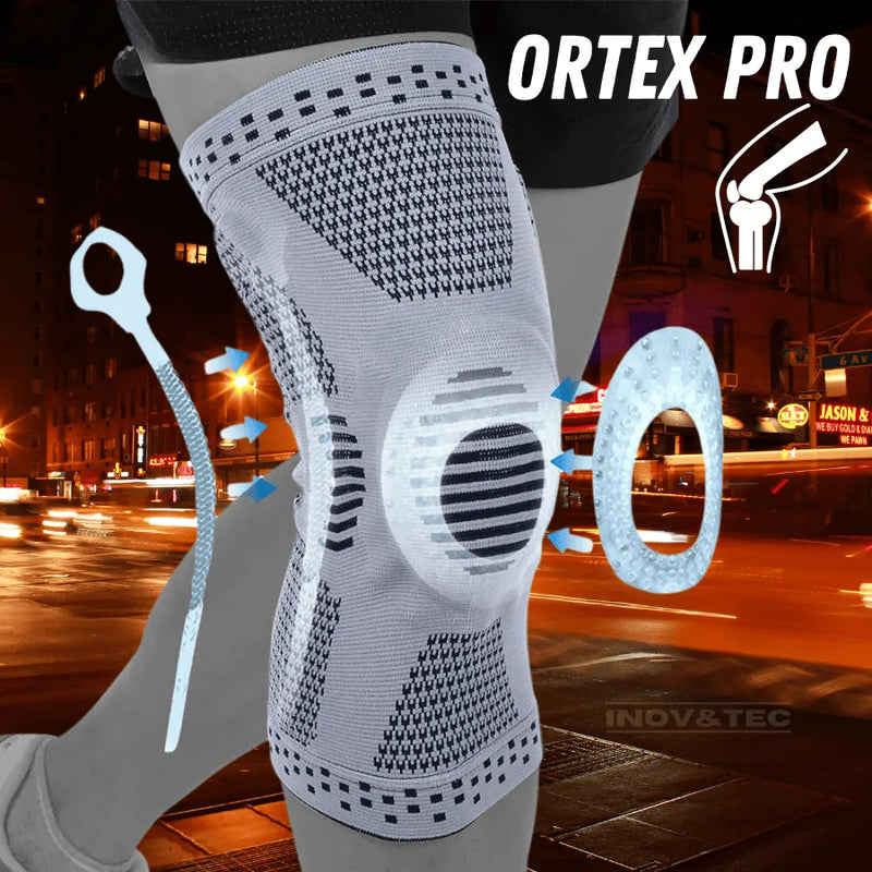 Joelheira de Compressão Ortex Pro - Com Estabilizador de Rótula em Gel e Haste Metálica de Sustentação lateral [Promoção de Lançamento 50% OFF SÓ ATÉ HOJE]