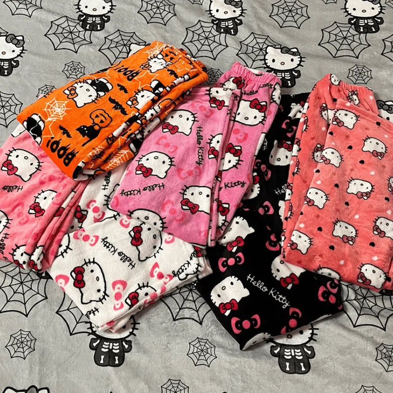 Calça de Pijama Peluciada Pijama Feminino Hello Kitty
