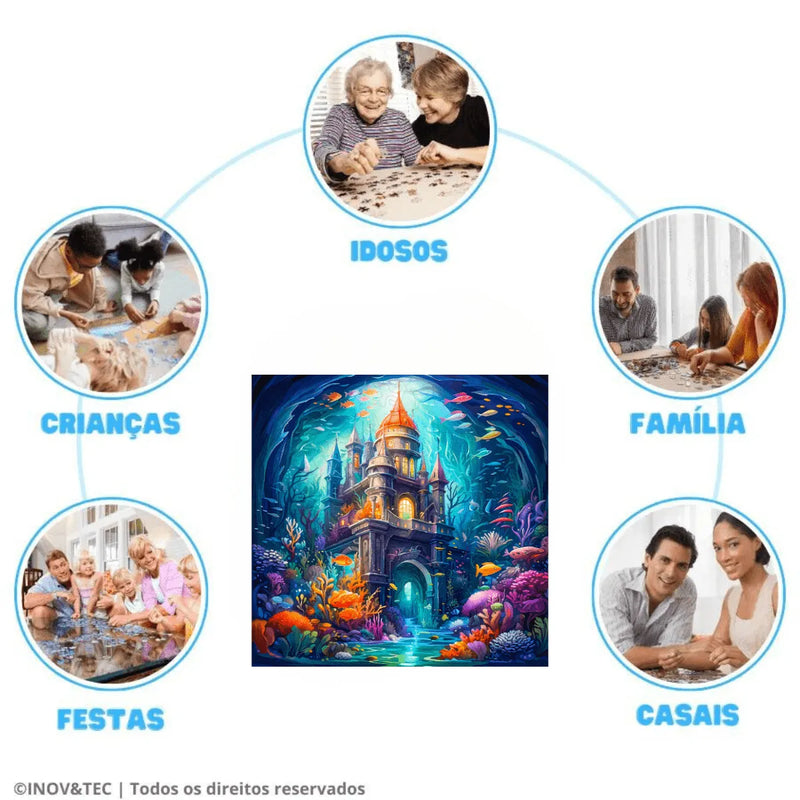Quebra-Cabeça de Madeira Inova WOOD PUZZLE - Castelo Aquático | Diversão com Diversos Benefícios para Crianças e Idosos