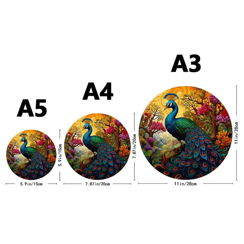 Quebra-Cabeça De Madeira Inova WOOD PUZZLE - Pavão Rei Na Floresta Encantada | Diversão Com Diversos Benefícios Para Crianças e Idosos