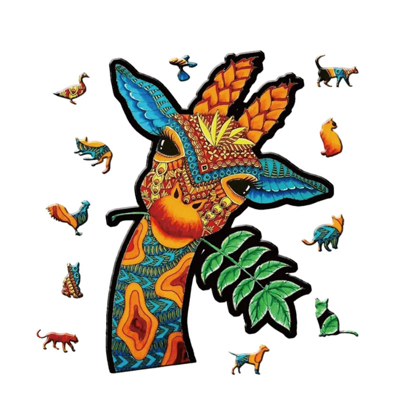 Quebra-Cabeça De Madeira Inova WOOD PUZZLE - Girafa Tribal | Diversão Com Diversos Benefícios Para Crianças e Idosos