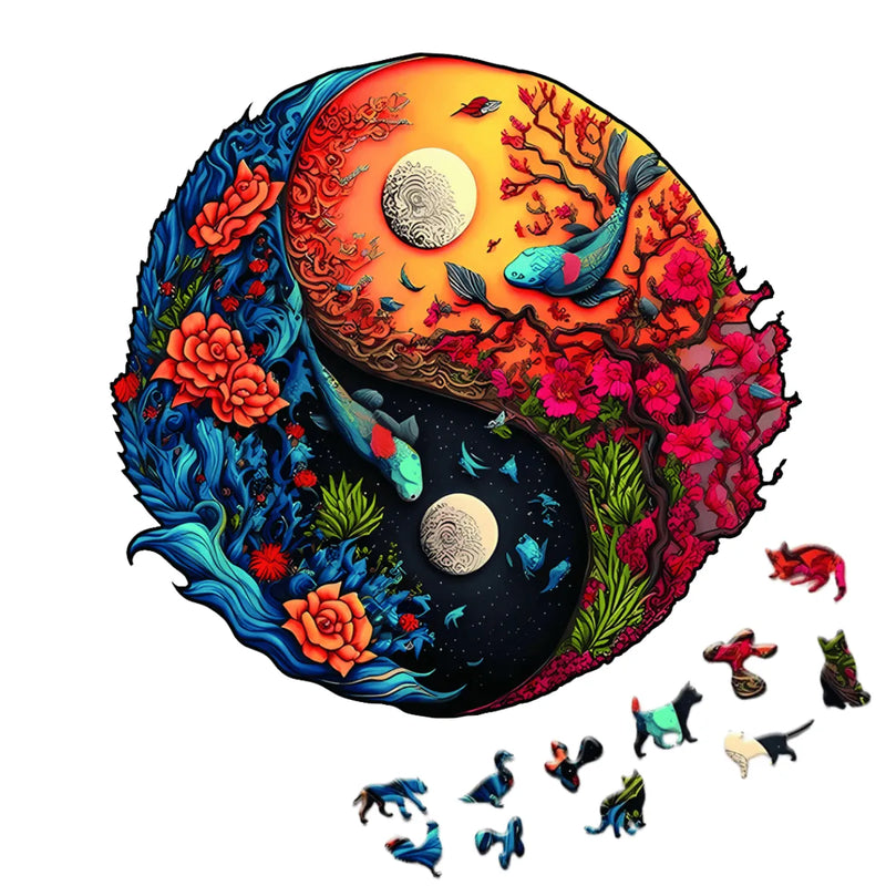 Quebra-Cabeça de Madeira Inova WOOD PUZZLE - Yin-Yang Aquático | Diversão com Diversos Benefícios