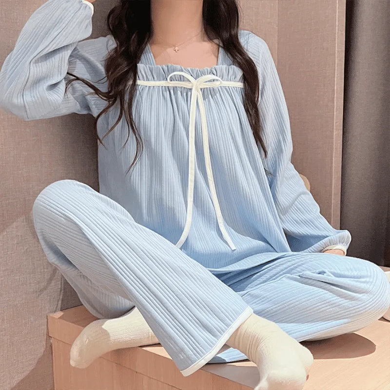 Pijama Feminino lacing - Conjunto Camisa Longa e Calça | Tecido Algodão e Poliéster Super Macio e Confortável