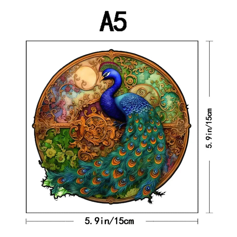 Quebra-Cabeça De Madeira Inova WOOD PUZZLE - Pavão Rei | Diversão Com Diversos Benefícios Para Crianças e Idosos