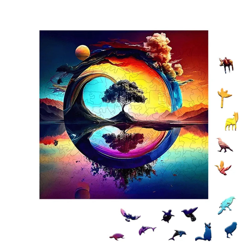 Quebra-Cabeça De Madeira Inova WOOD PUZZLE - Árvore do Lago | Diversão Com Diversos Benefícios
