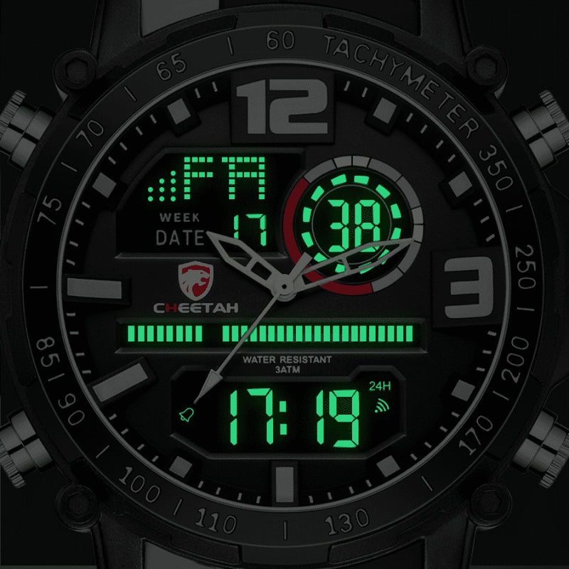 Relógio Masculino CHEETAH DIGITAL - Design Esportivo, Cronógrafo, Mostrador Digital Luminoso, Calendário e à Prova D'água