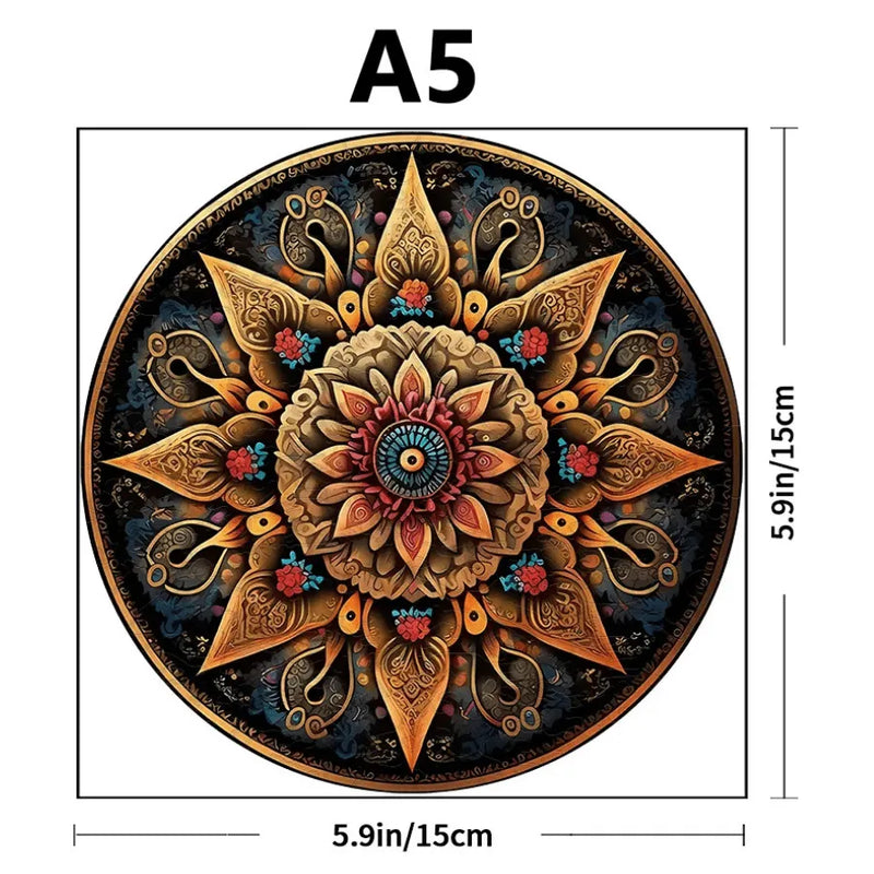 Quebra-Cabeça De Madeira Inova WOOD PUZZLE - Mandala De Flores | Diversão Com Diversos Benefícios Para Crianças e Idosos